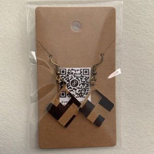 Faux leather diamond shaped earrings